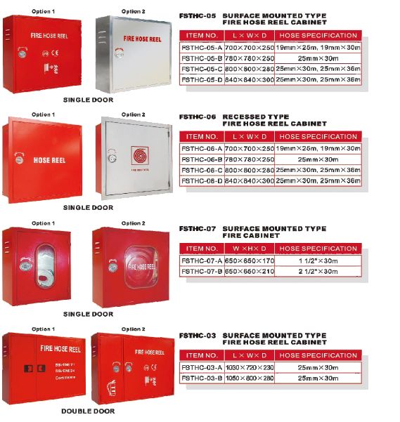 Fire Hose Reel Cabinets (Surface & Recessed Mounted)
